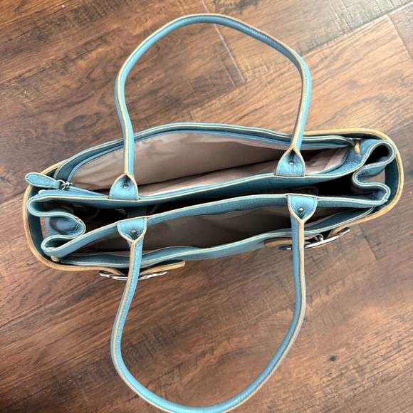 COLE HAAN teal blue textured leather purse, NWOT - Picture 8 of 16